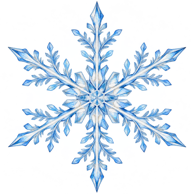 針先が細い雪の結晶