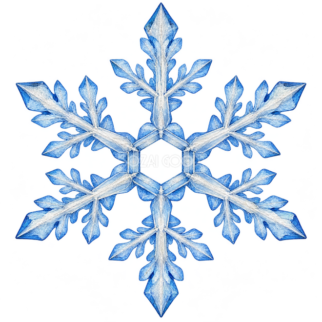 六角の中心を持つ雪の結晶