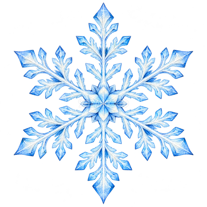 小枝が重なる雪の結晶