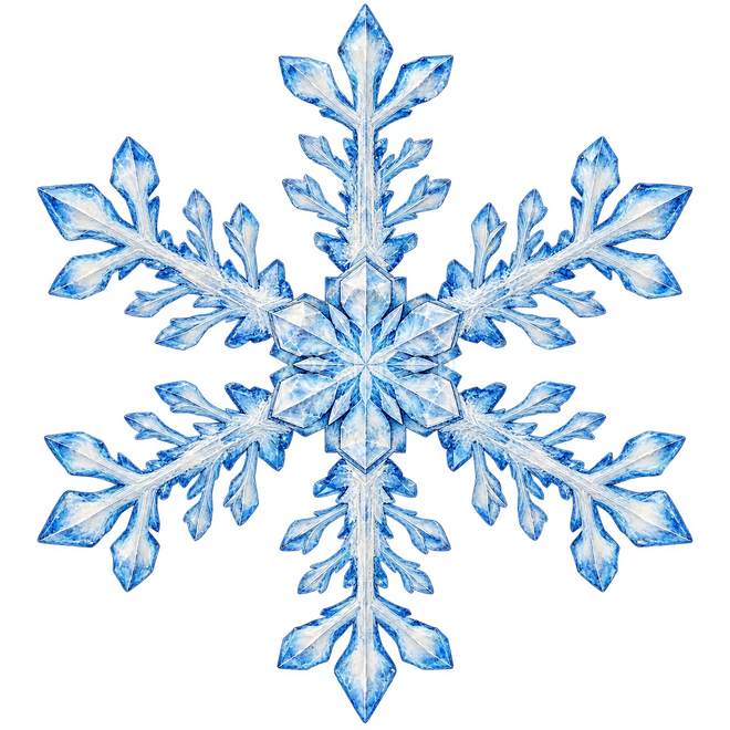 先が三つに分かれた雪の結晶