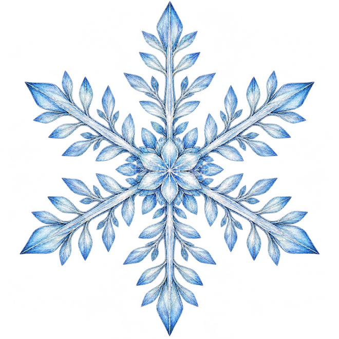 小さな葉形の雪の結晶