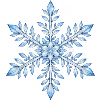 小さな葉形の雪の結晶｜冬の飾りパーツの無料イラスト素材 112761
