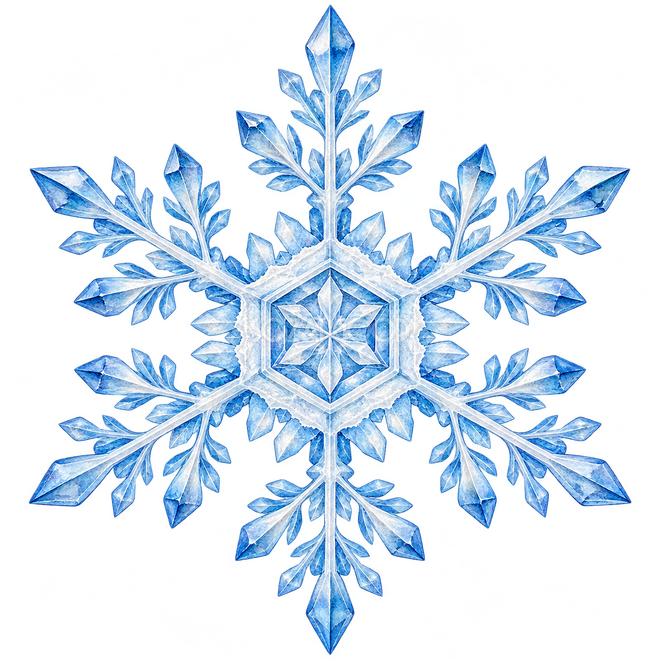 重なる六角の雪の結晶