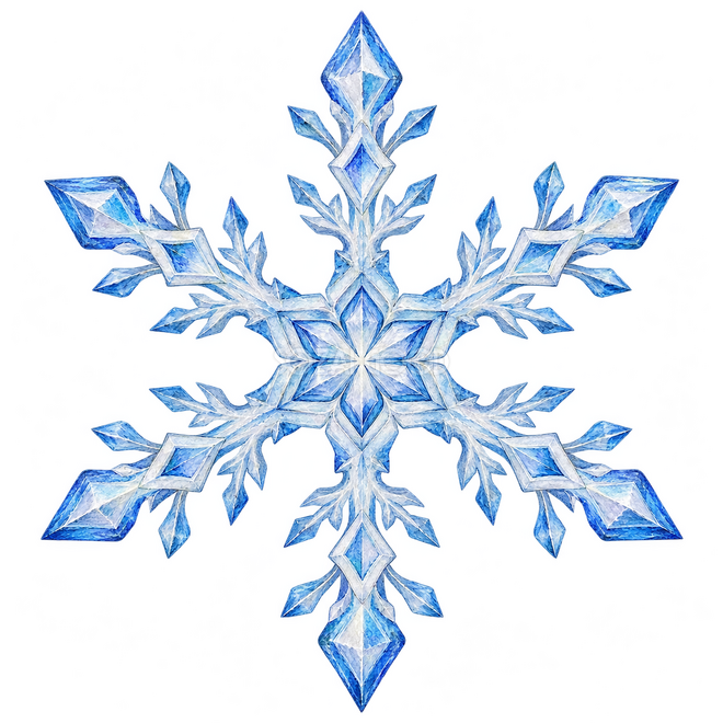 ひし形が連なる雪の結晶