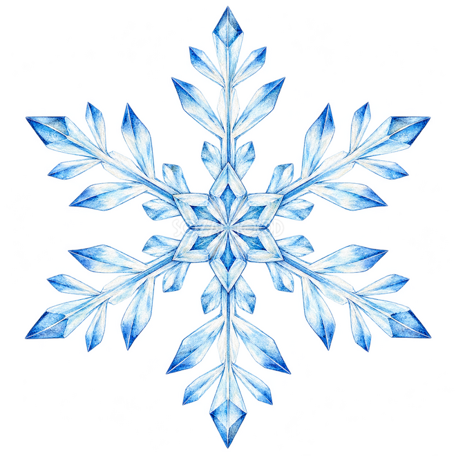 二段の枝がある雪の結晶