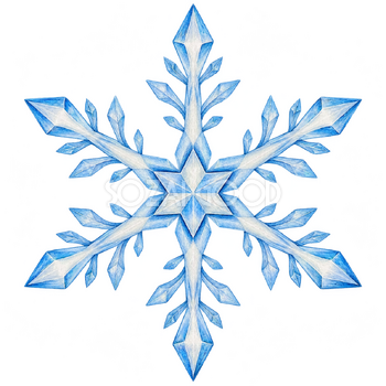六つの星先の雪の結晶｜冬の飾りパーツの無料イラスト素材 112770
