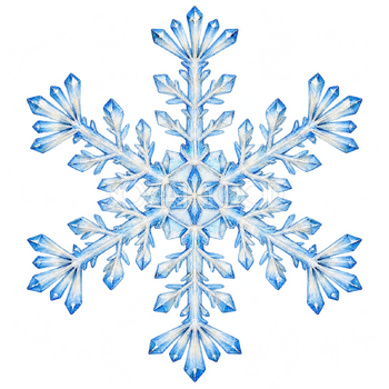 枝先が扇形の雪の結晶｜冬の飾りパーツの無料イラスト素材 112772