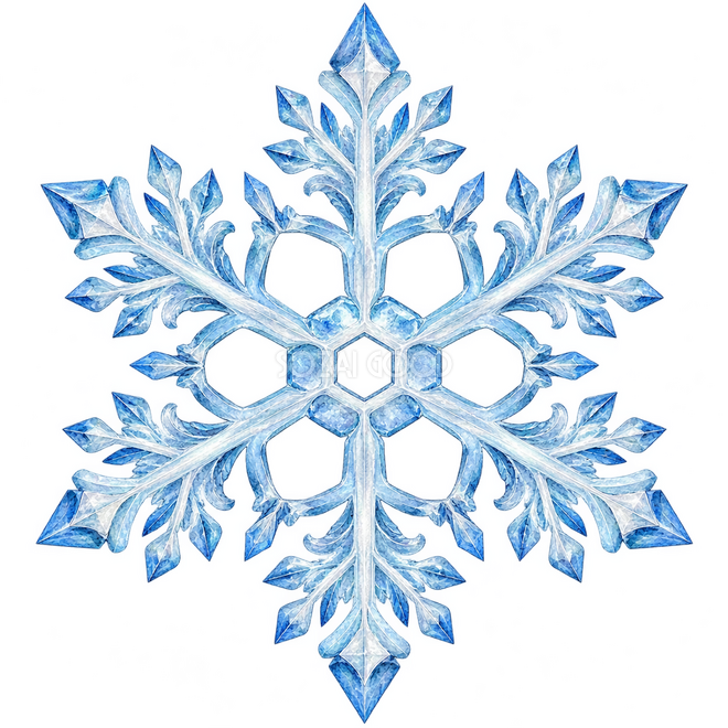 六角の窓がある雪の結晶