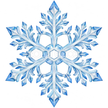 六角の窓がある雪の結晶｜冬の飾りパーツの無料イラスト素材 112773