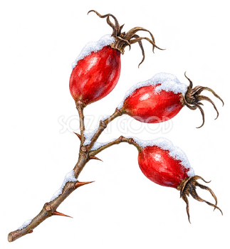 ローズヒップの枝｜冬の飾りパーツの無料イラスト素材 112825