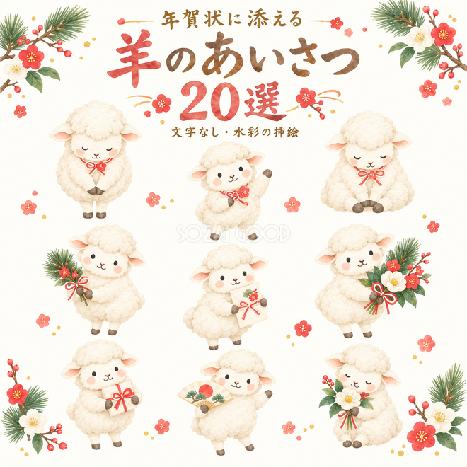 年賀状に添える羊のあいさつ20選