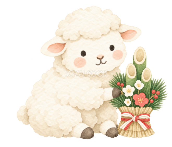 門松を紹介する羊 門松を紹介する羊