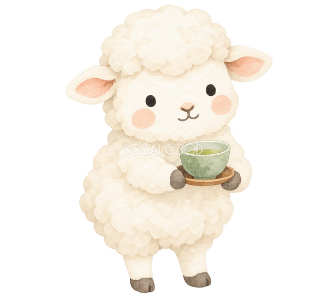 お茶を差し出す羊 お茶を差し出す羊