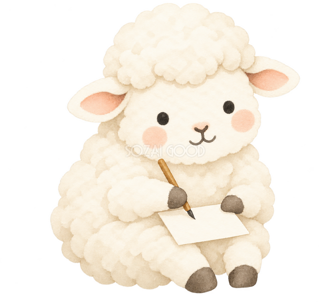 新年の手紙を書く羊 新年の手紙を書く羊