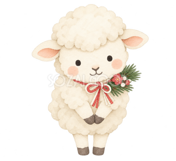 松を添えて新年のお礼をする羊｜年賀状に添える無料イラスト素材 112956