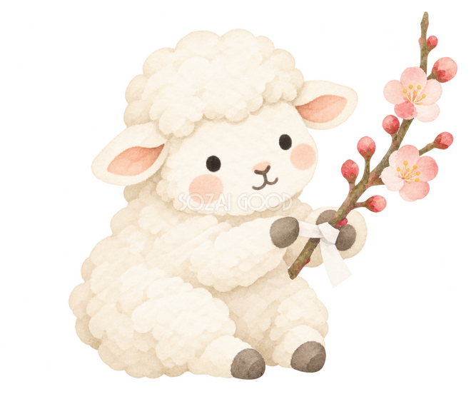 おみくじを結ぶ羊 おみくじを結ぶ羊