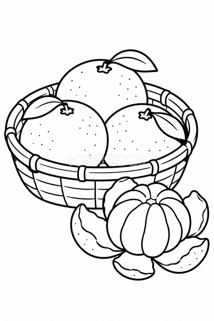 みかんとかごの塗り絵 みかんとかごの塗り絵