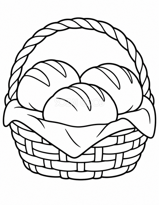 パンのかごの塗り絵 パンのかごの塗り絵