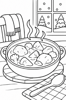 シチューの塗り絵｜冬の無料イラスト素材 112996