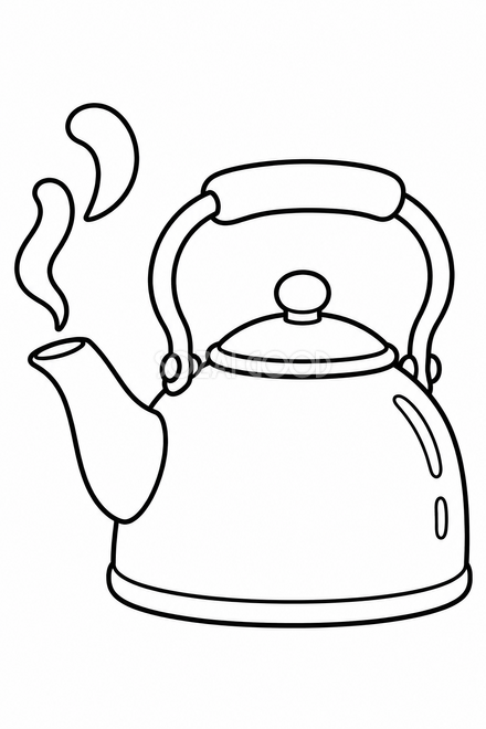 温かなやかんの塗り絵