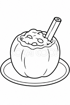焼きりんごの塗り絵｜冬の無料イラスト素材 113002