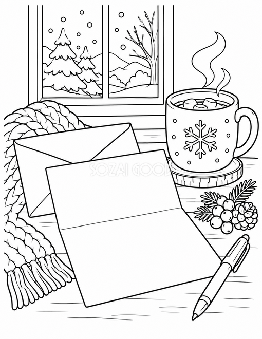 冬の手紙の塗り絵 冬の手紙の塗り絵