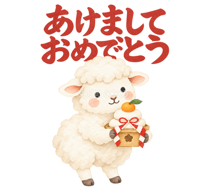 「あけましておめでとう」の文字と羊