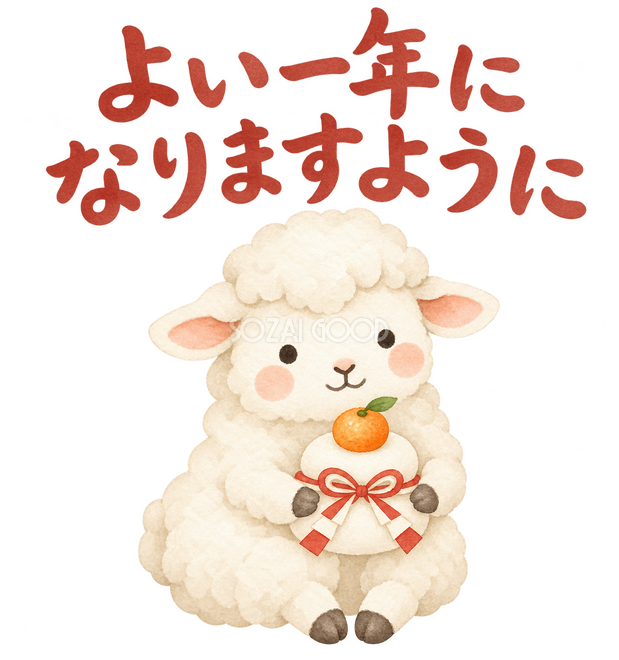 「よい一年になりますように」の文字と羊 「よい一年になりますように」の文字と羊
