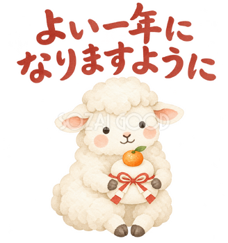 「よい一年になりますように」の文字と羊｜無料イラスト素材 113092