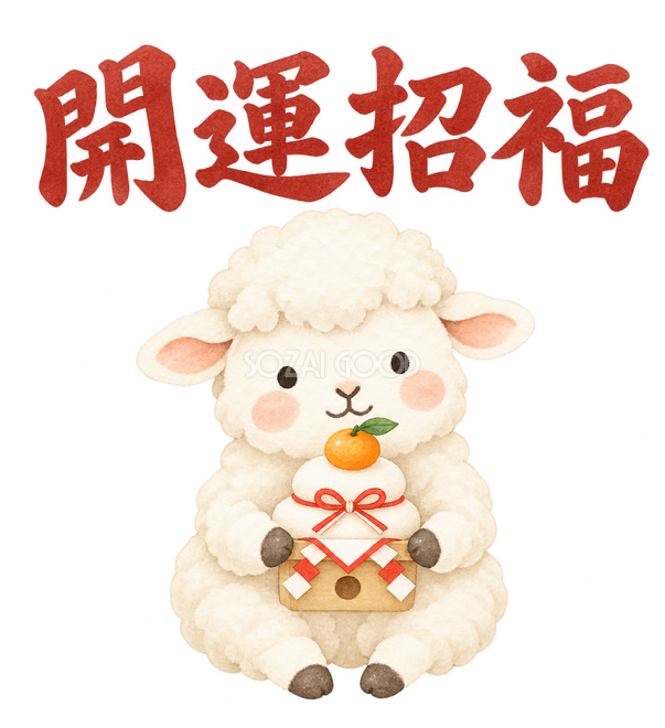 「開運招福」の文字と羊