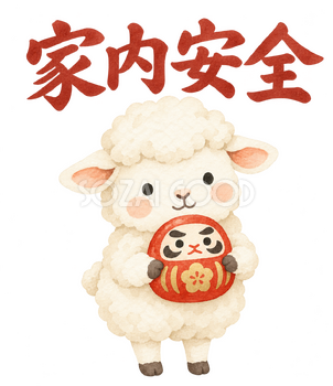 「家内安全」の文字と羊｜無料イラスト素材 113115