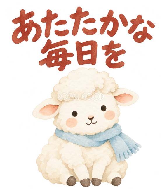 「あたたかな毎日を」の文字と羊