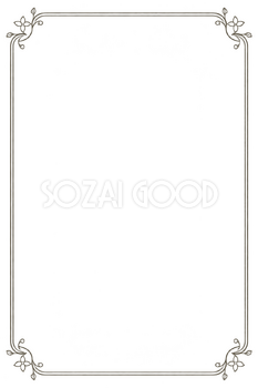 小さな花と角線の縦長フレーム｜シンプルでおしゃれな無料イラスト素材 113331