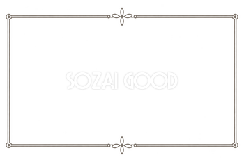 上下中央に小さい細長い花弁の結び・上下の中央飾りの横長フレーム｜無料イラスト素材 113764