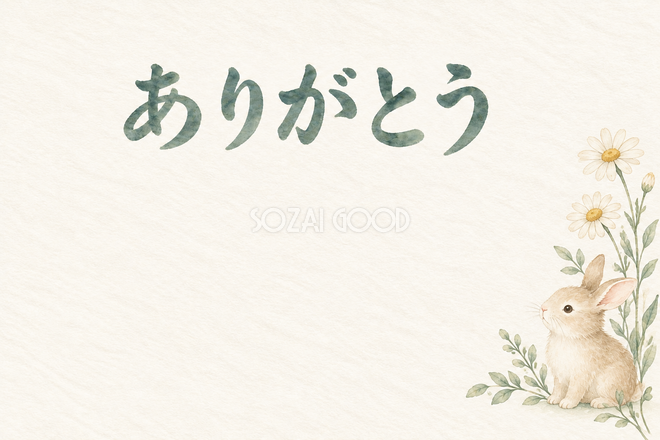 うさぎと小花の「ありがとう」お礼カード うさぎと小花の「ありがとう」お礼カード