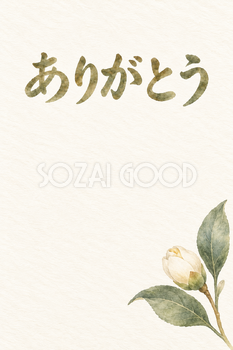 椿のつぼみの「ありがとう」お礼カード｜無料イラスト素材 113911