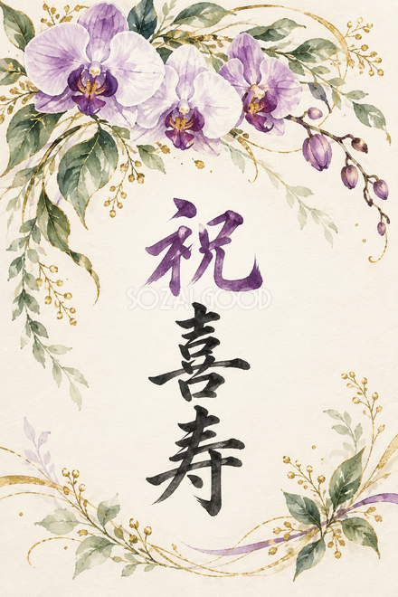 祝 喜寿・花の縦長カード 祝 喜寿・花の縦長カード