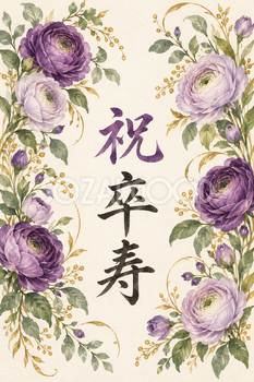 祝 卒寿・花の縦長カード