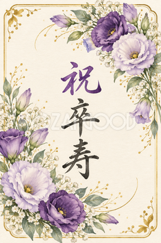 祝 卒寿・花の縦長カード