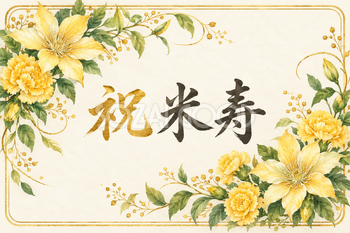 祝 米寿・花の横長カード
