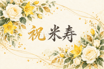 祝 米寿・花の横長カード