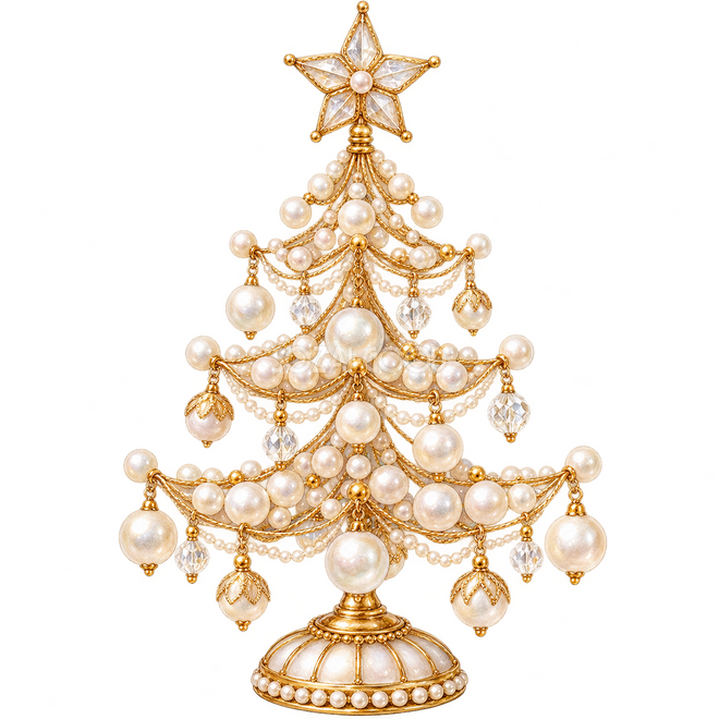 真珠と金のクリスマスツリー