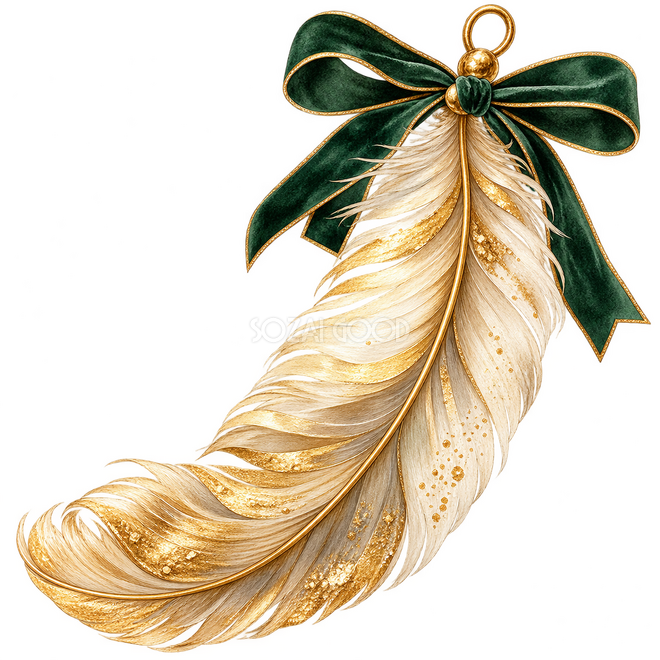 金の羽根のクリスマス飾り 金の羽根のクリスマス飾り