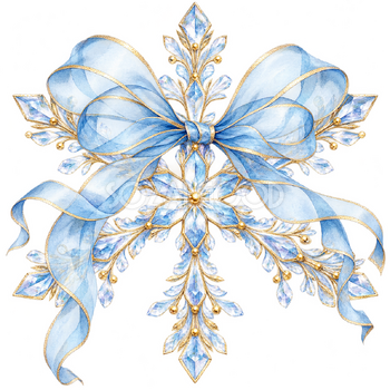 雪の結晶と透明なリボン｜大人のおしゃれなクリスマス無料イラスト素材 114317
