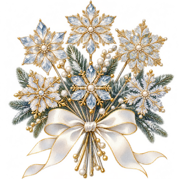 雪の結晶の花束｜大人のおしゃれなクリスマス無料イラスト素材 114321