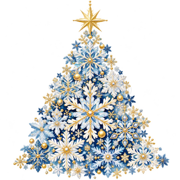 雪の結晶の小さなツリー｜大人のおしゃれなクリスマス無料イラスト素材 114324