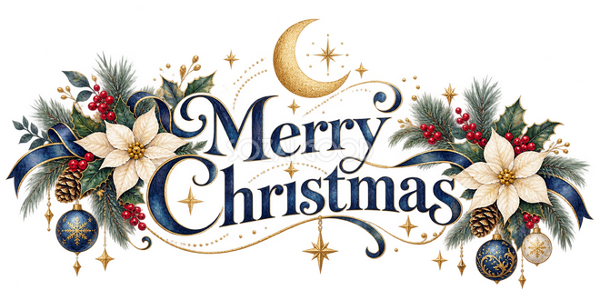 金の月のクリスマス文字