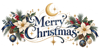 金の月のクリスマス文字｜大人のおしゃれなクリスマス無料イラスト素材 114343