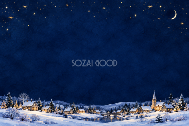 夜空と冬の街のクリスマス背景