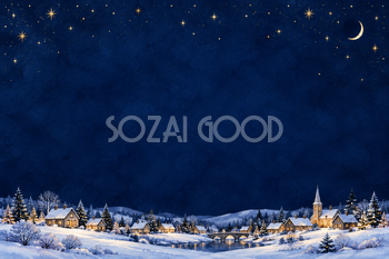 夜空と冬の街のクリスマス背景｜大人のおしゃれなクリスマス無料イラスト素材 114354